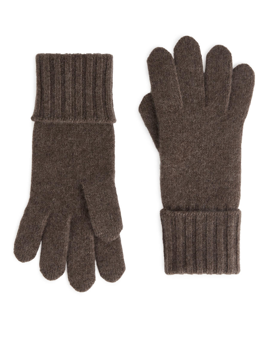 Cashmere-Blend Gloves-#604E3B-6457