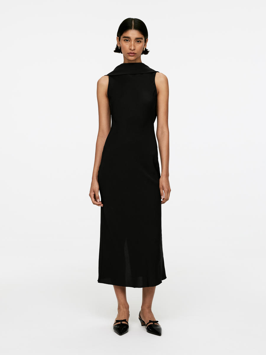 Shawl-Collar Drape Dress-#272628-13659