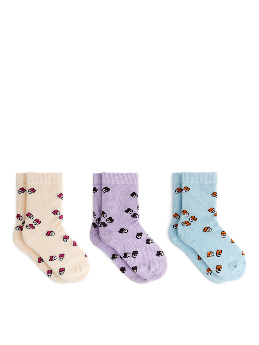 Cotton Socks Set of 3-#B4A0C9-7051