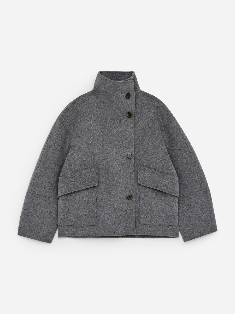 Doublé Wool-Blend Jacket-Grey-13928