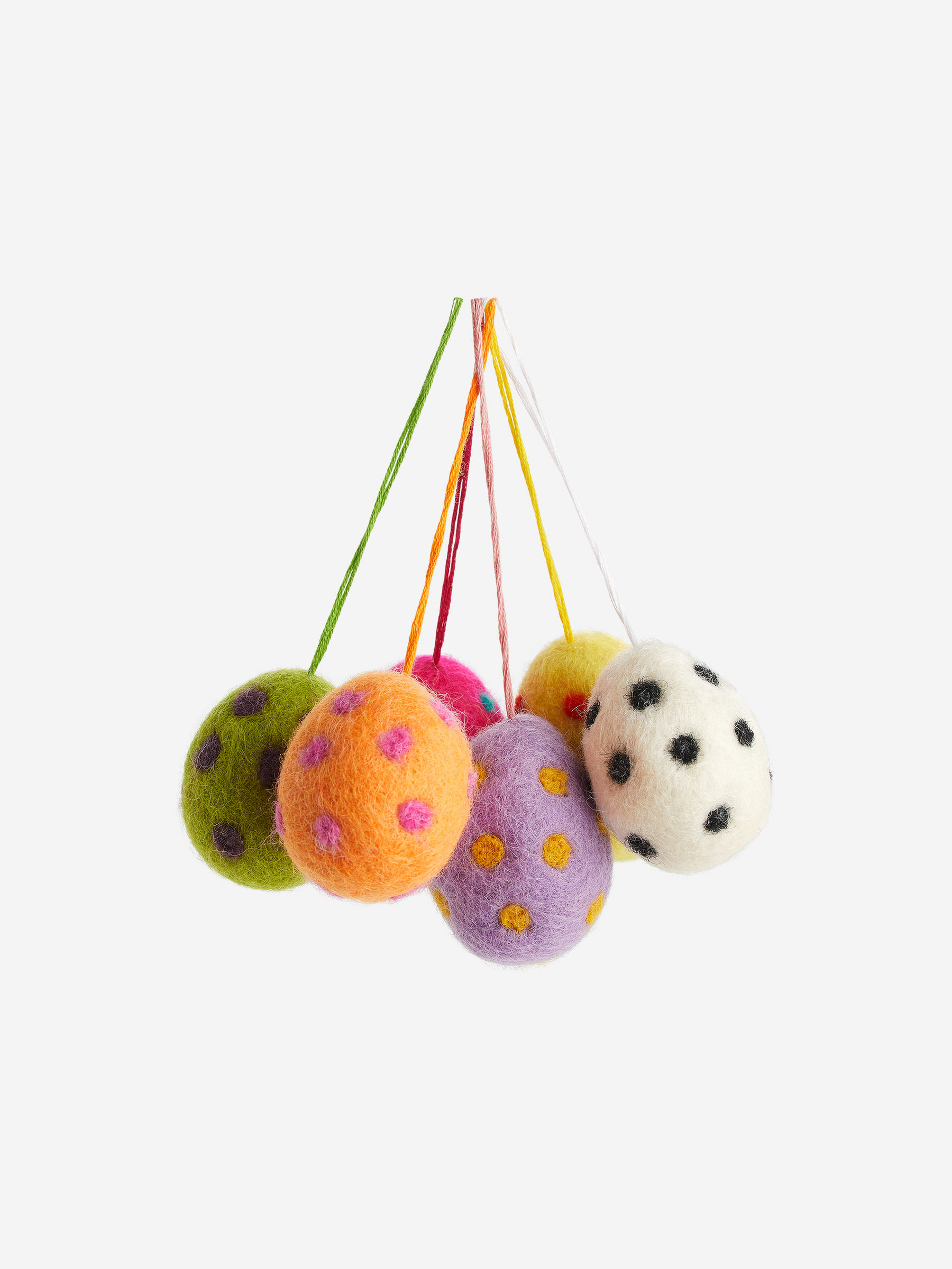 A World of Craft Felted Egg Decorations Set of 6 - Mixed Colours - Homeware - 0892351001