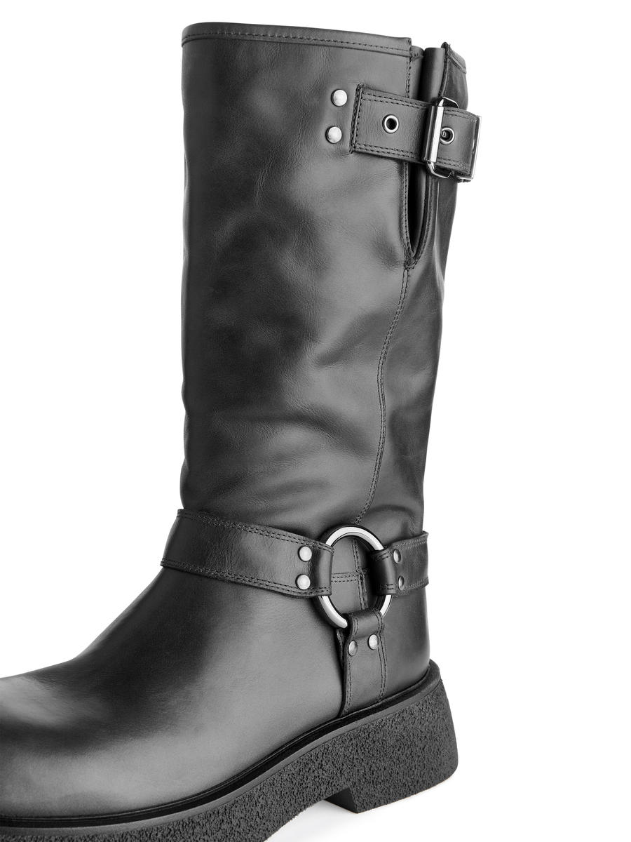 Leather biker boots sale best sale