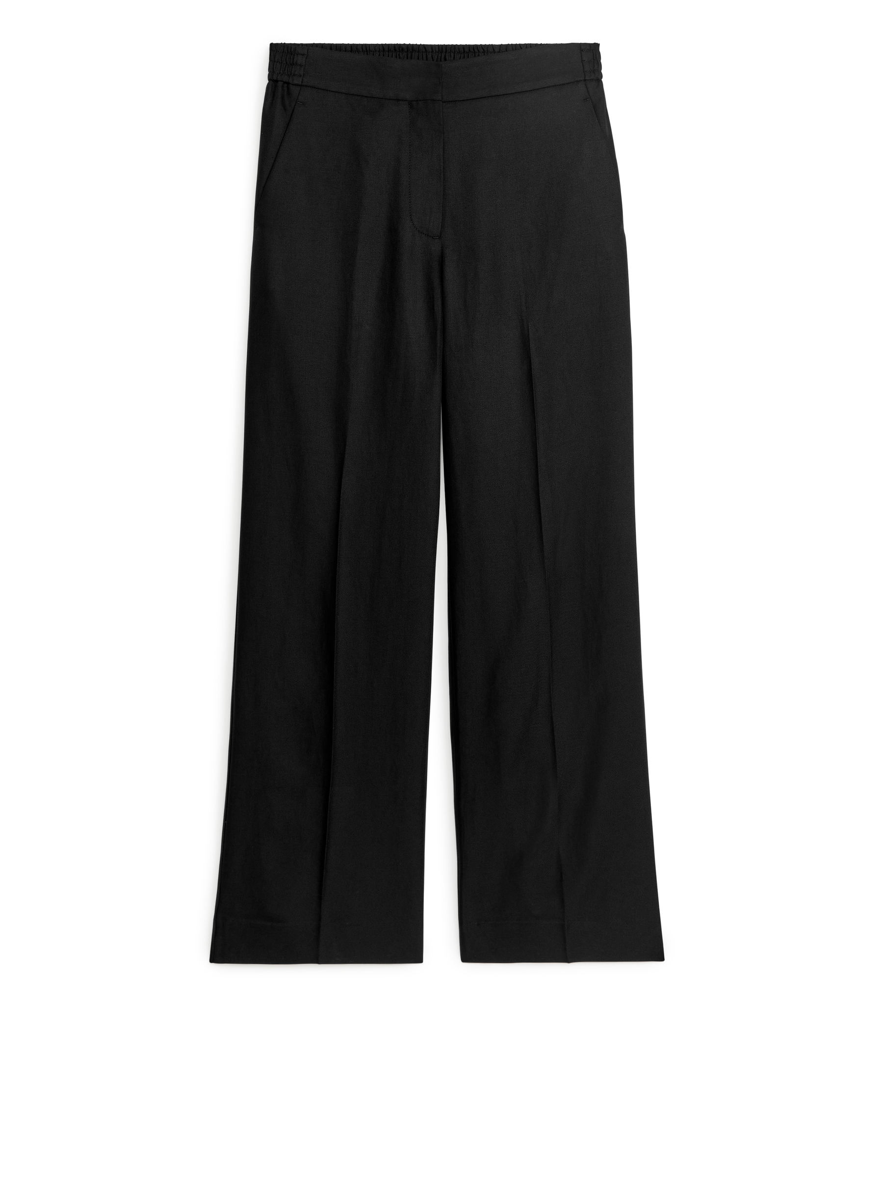 Byxa i linneblandning - Svart - Regular fit - Women - StillMedia/DescriptiveStillLife - 1