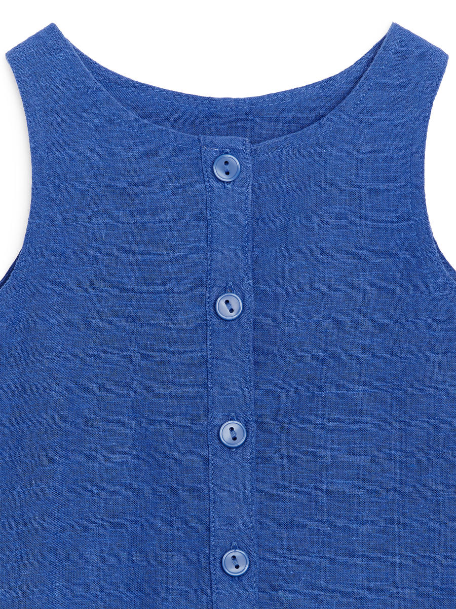 Sleeveless Cotton-Linen Romper - Bright Blue - Regular fit - Children - 1174050002