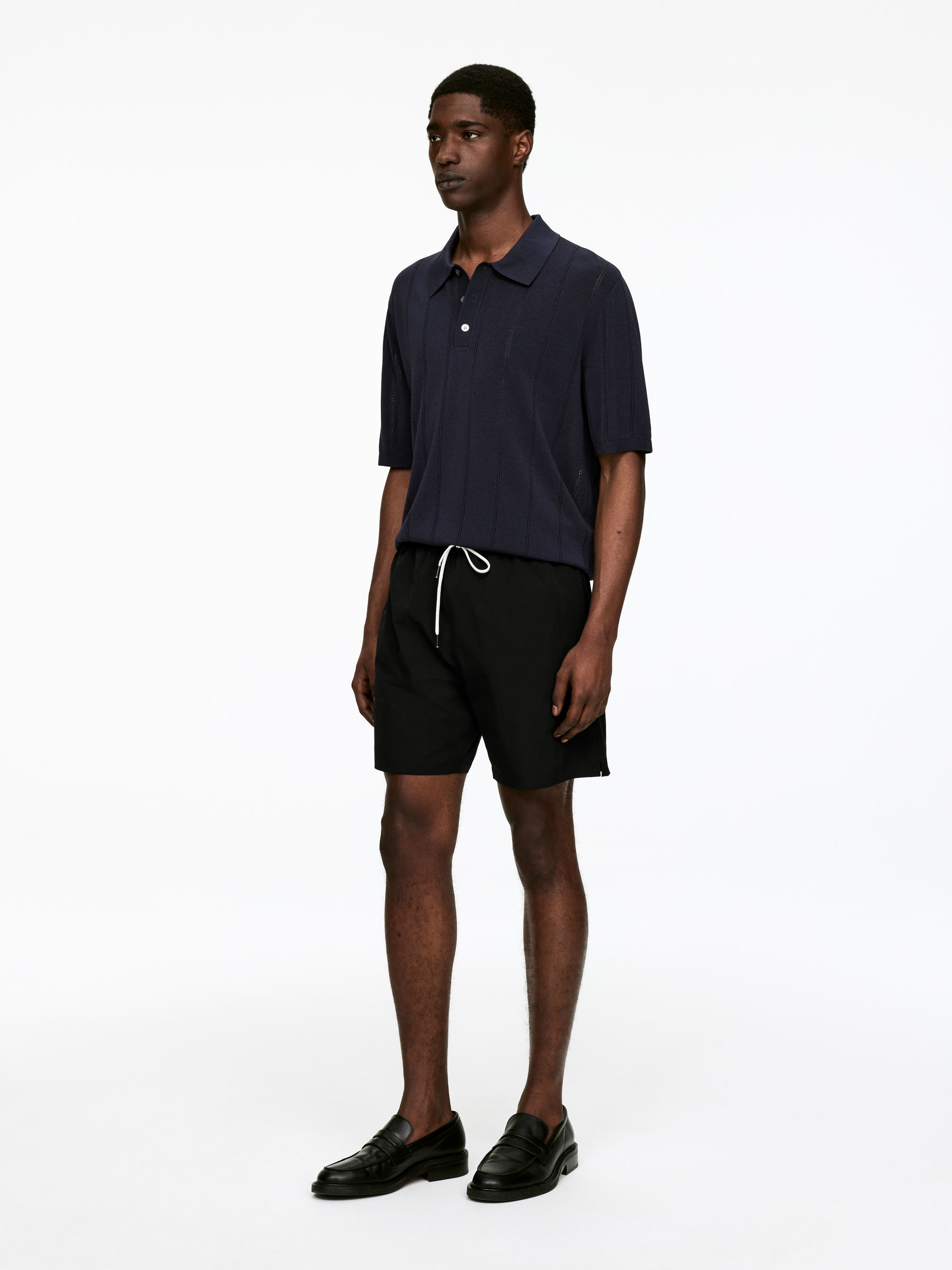Pointelle Polo Shirt - Dark Blue - Regular fit - Men - StillMedia/Lookbook - 3