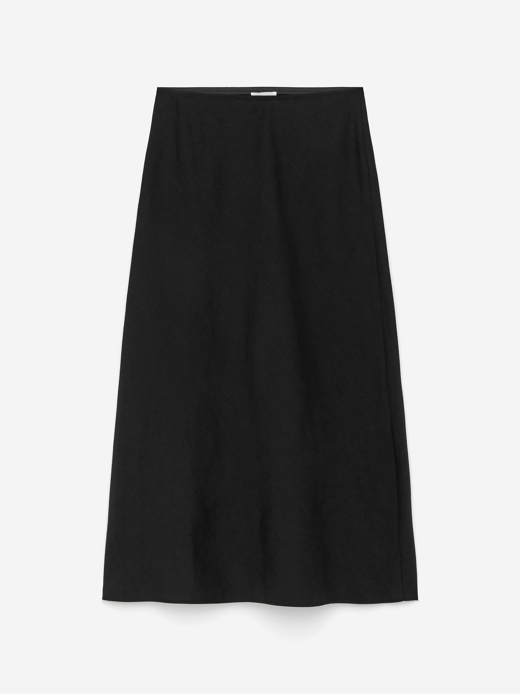 Linen-Blend Skirt-Black-15483