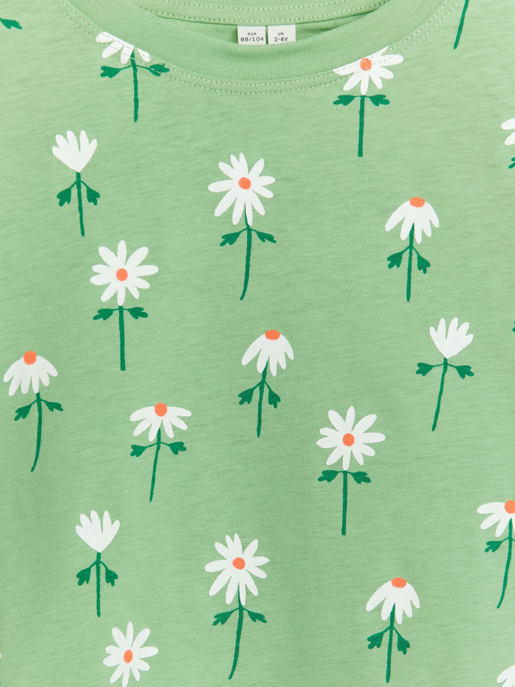 Wide-Fit T-Shirt - Green/Flowers - Obszerny - Children - StillMedia/DescriptiveDetail - 3