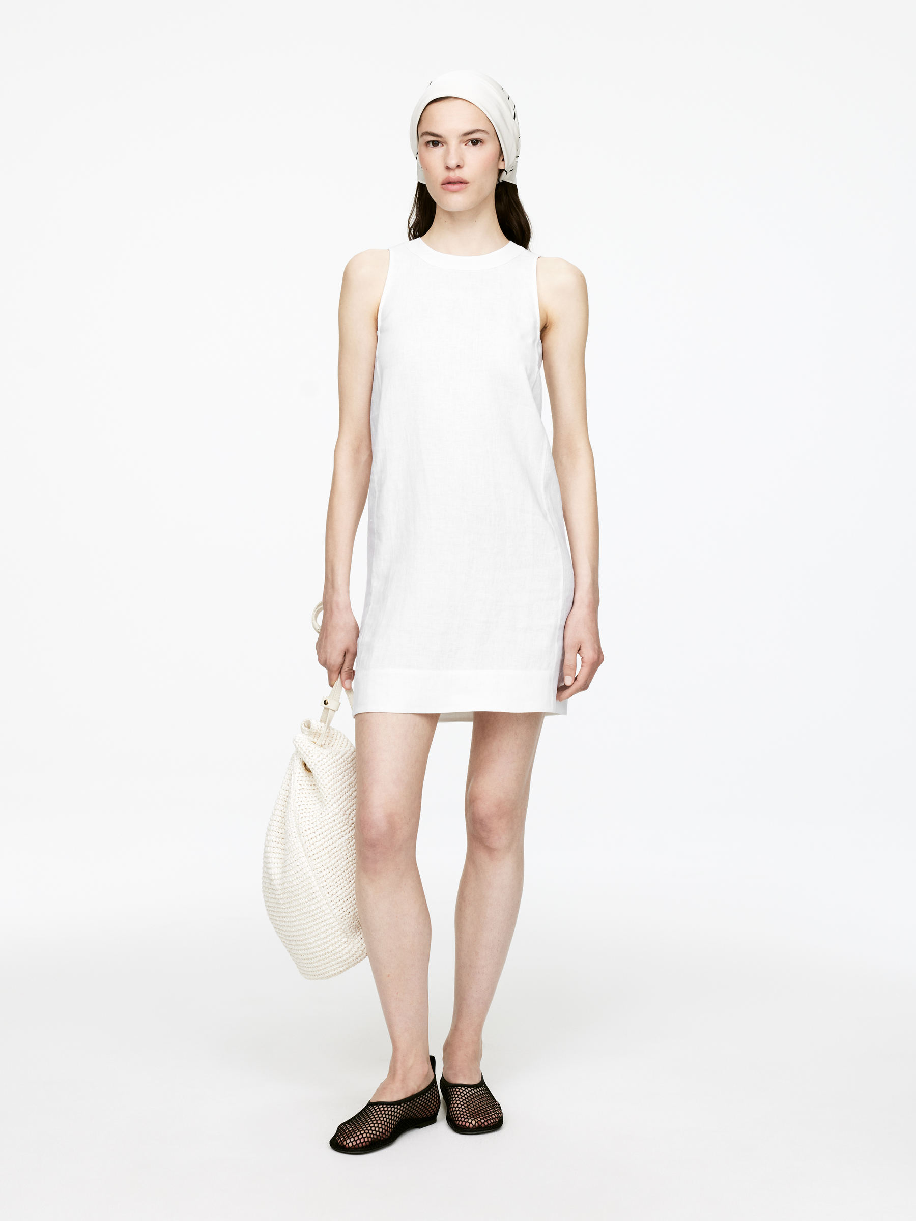 Mini Linen Dress-#FFFFFF-15269