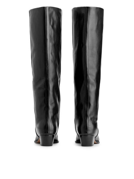 Hero Black Leather Knee Boot