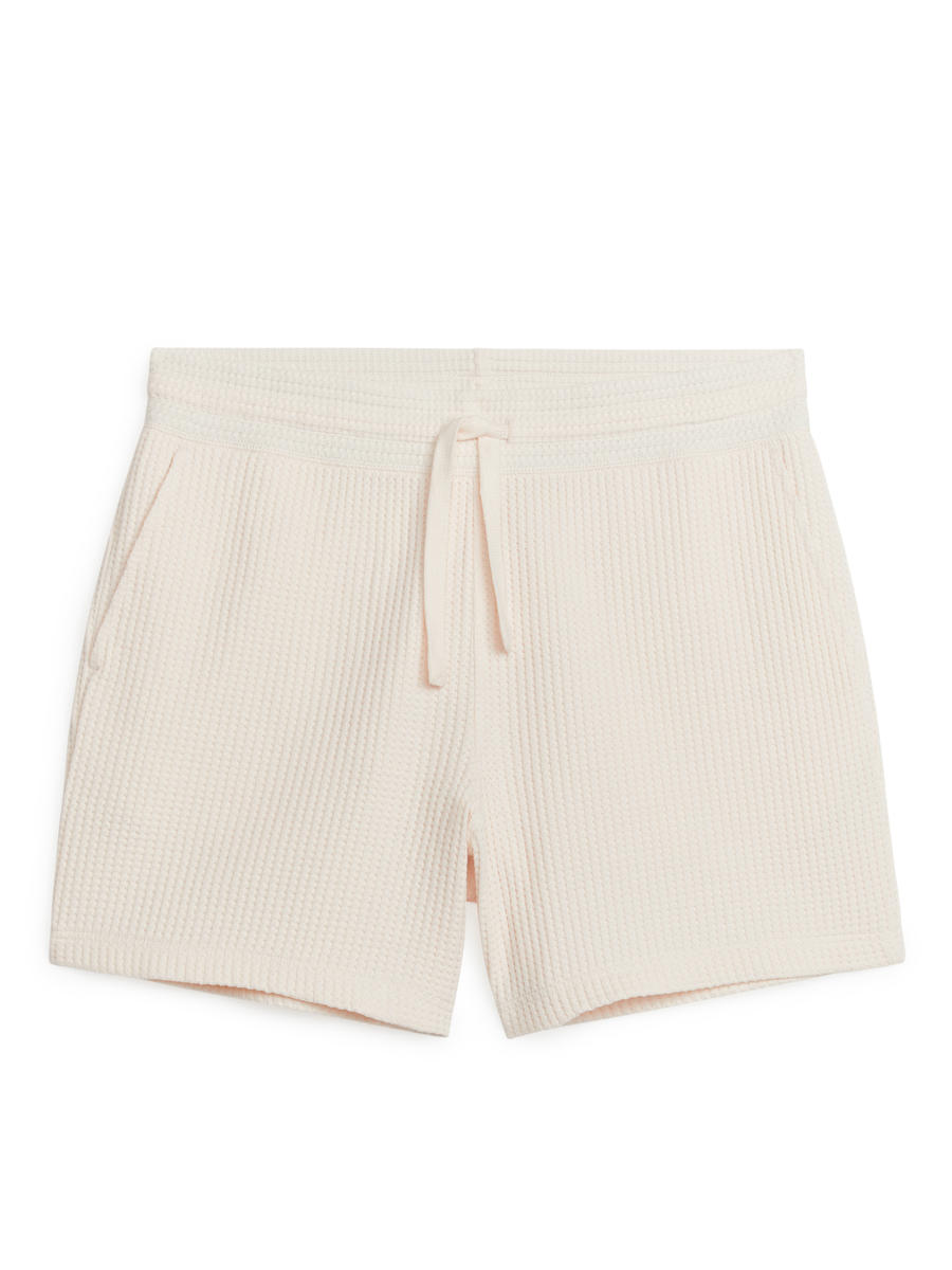 Baumwollshorts mit Waffelmuster-#E9E2D6-4799