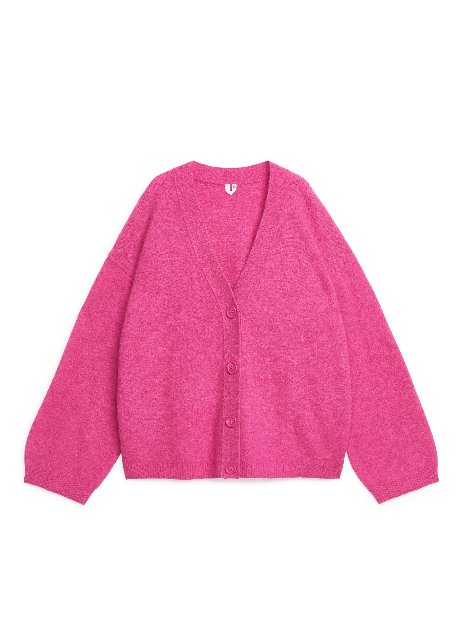 Alpaca Blend Cardigan-#D84E88-9293