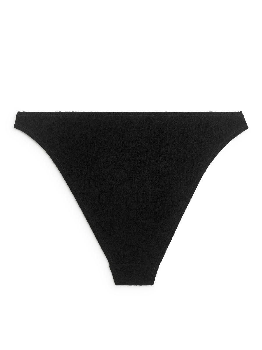 High-Waist Textured Bikini Briefs-#272628-7924