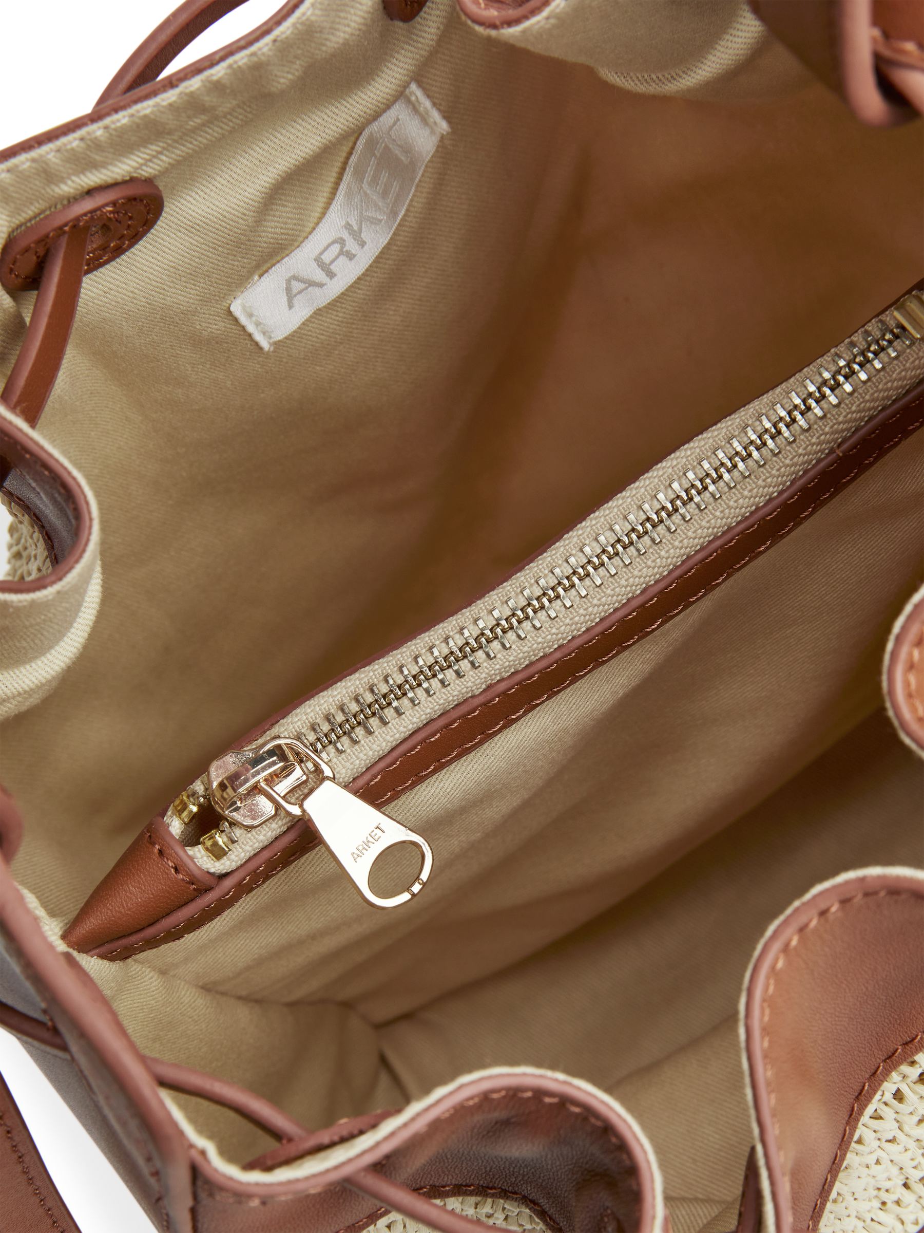 Leather Trimmed Straw Bag - Beige/Brown - Women - StillMedia/DescriptiveDetail - 2