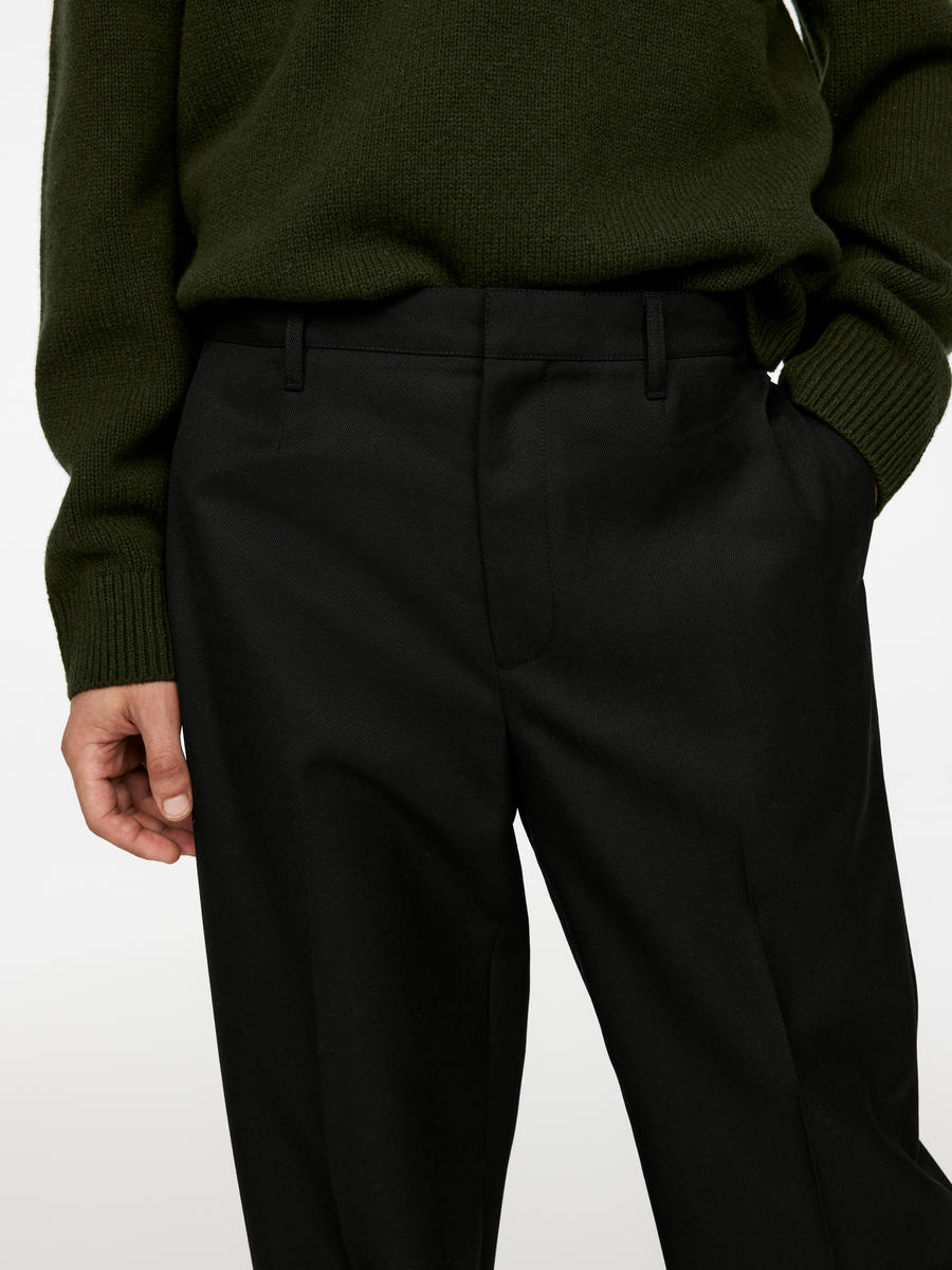 Wide Wool Trousers-#272628-12676