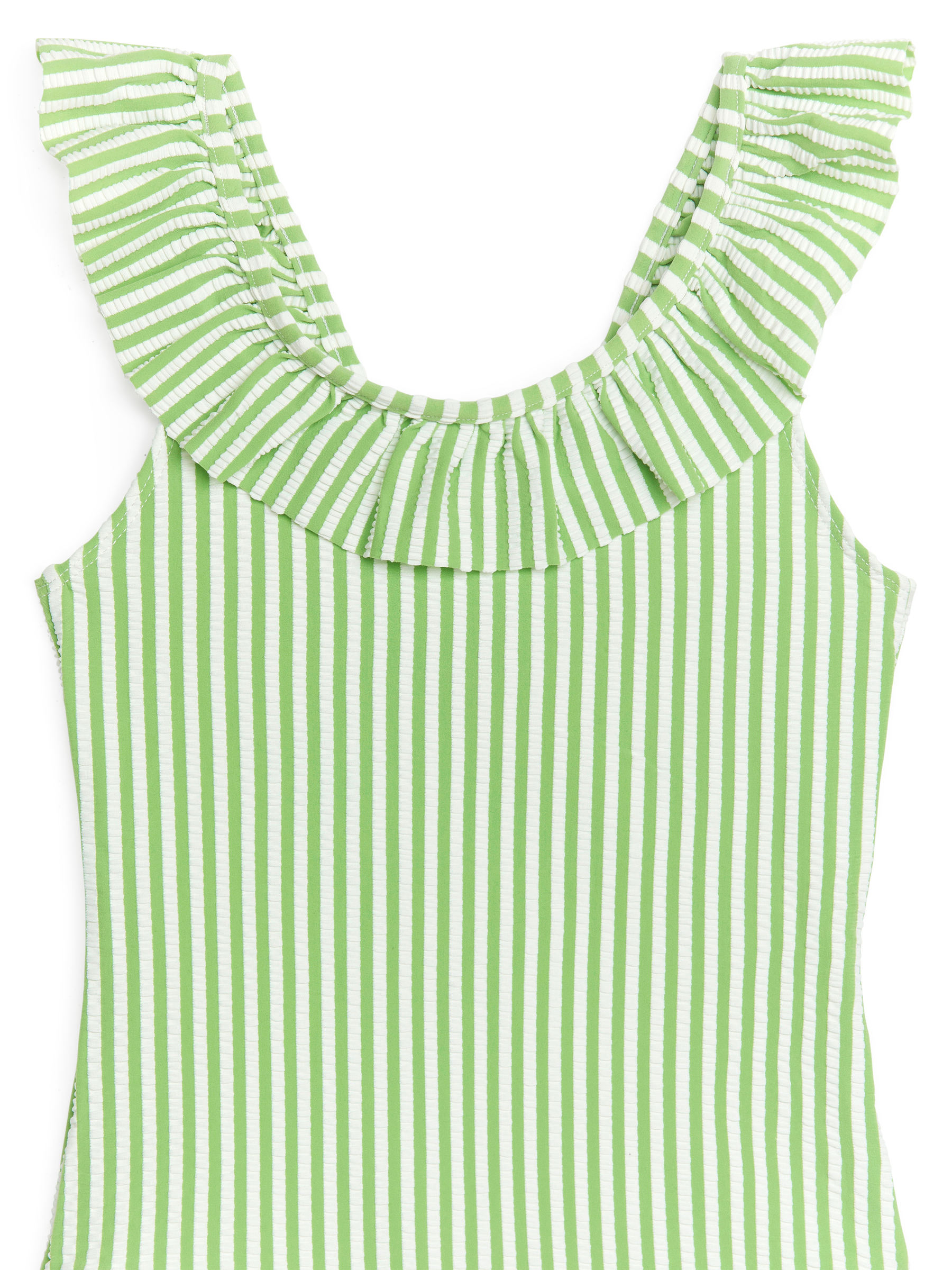 Seersucker Frill Swimsuit - White/Green - Regular fit - Children - StillMedia/DescriptiveDetail - 2