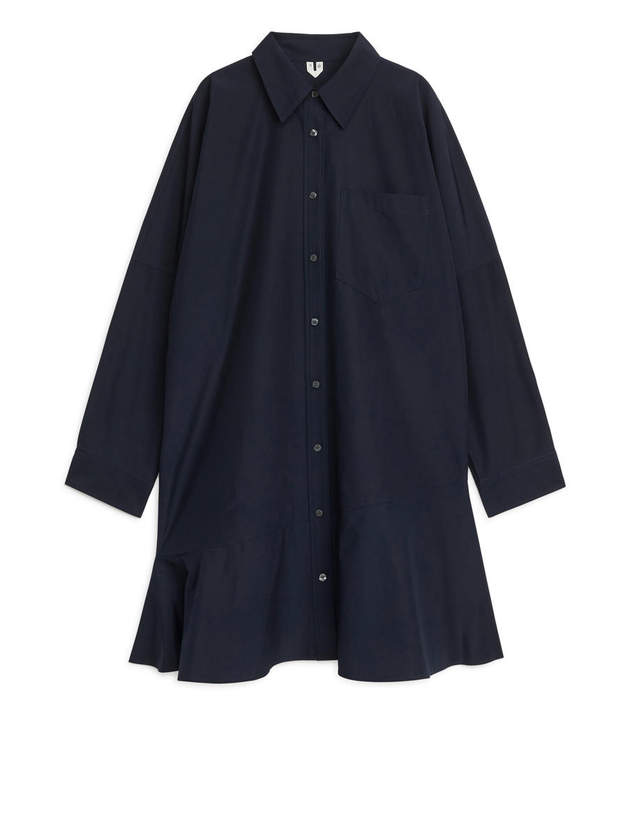 Peplum Shirt Dress Dark Blue Women ARKET NL