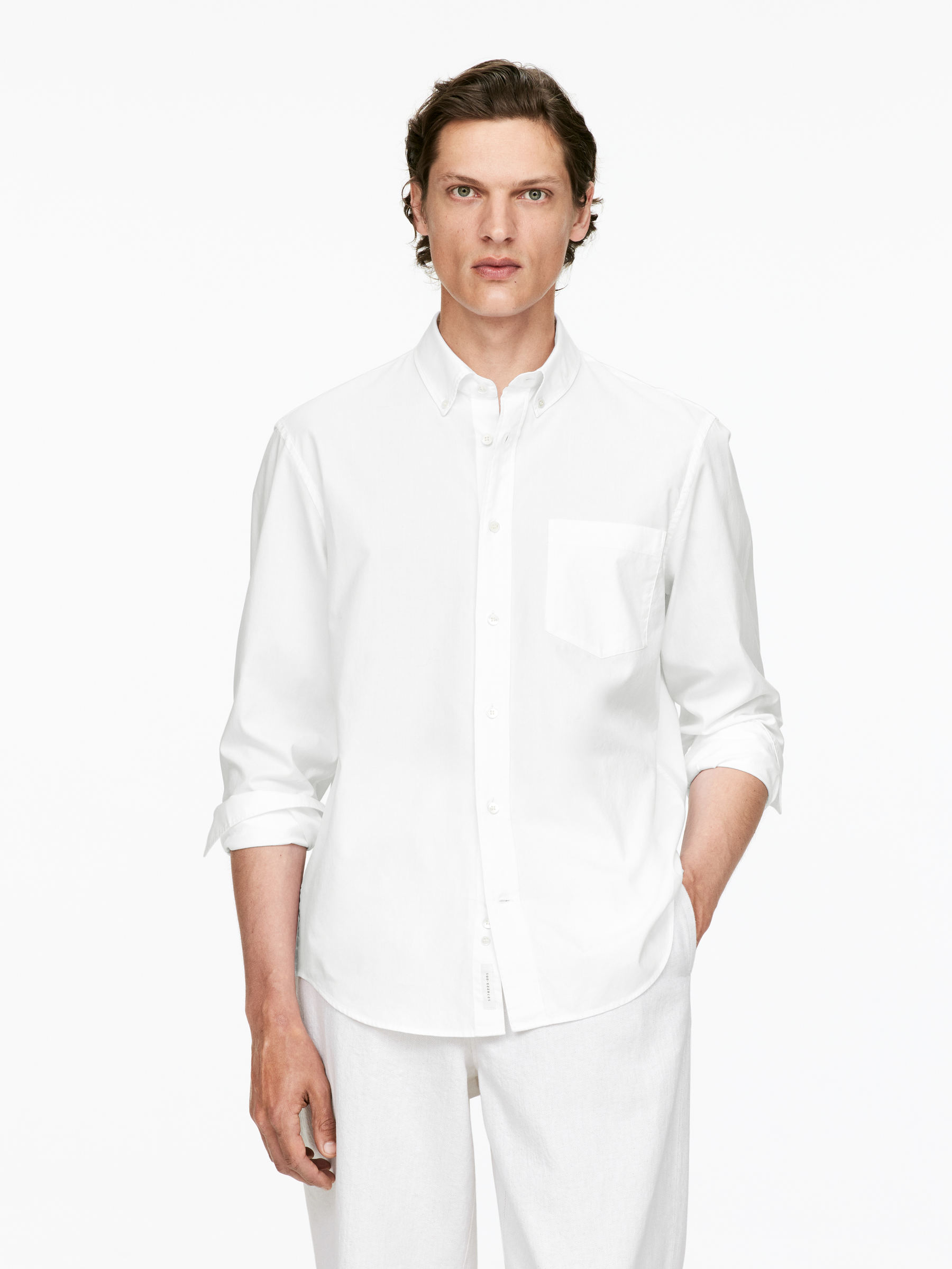 Button-Down Poplin Shirt-#FFFFFF-15364