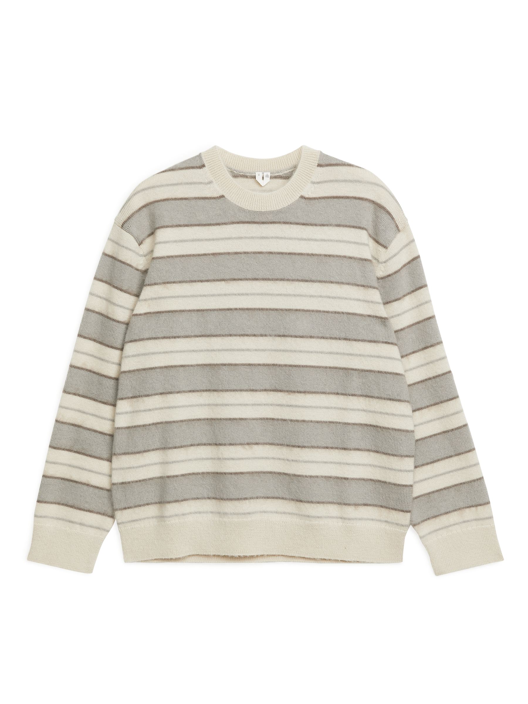 Striped Wool Jumper-#9C9C9A-801