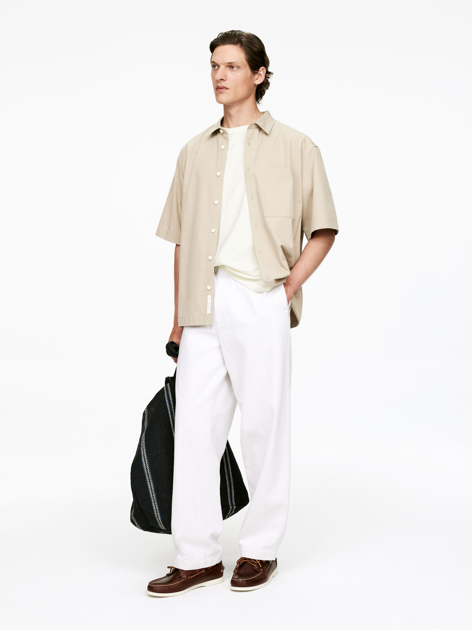 Relaxed Bouclé T-Shirt - Off White - Loose fit - Men - StillMedia/Lookbook - 4