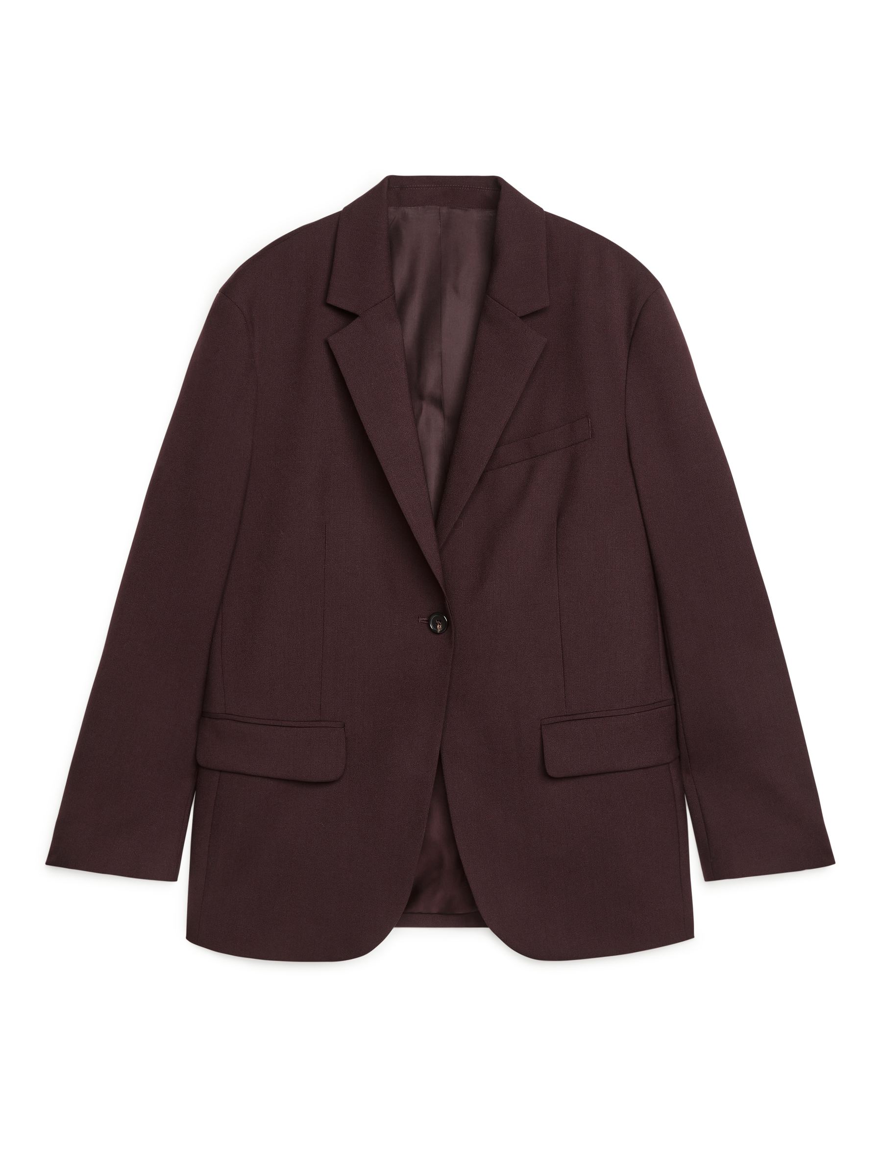 Oversized Wool Hopsack Blazer - Maroon - Obszerny - Women - StillMedia/DescriptiveStillLife - 1
