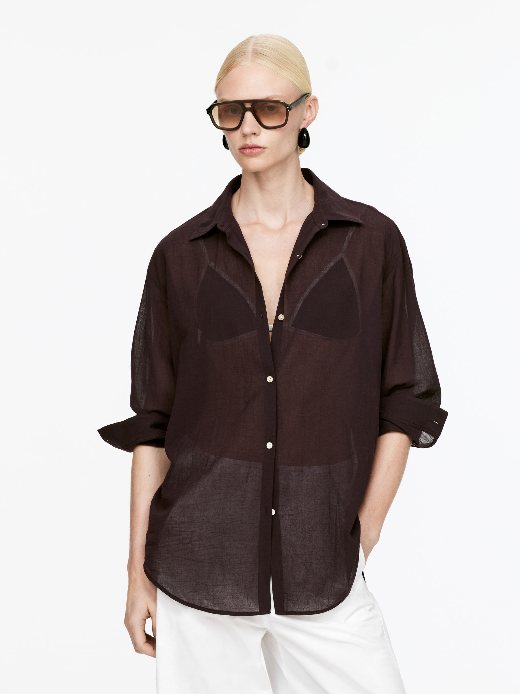 Voile Shirt-#330F1A-15255