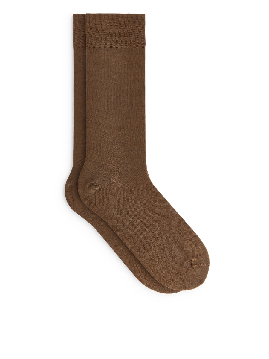 Merzerisierte Baumwollsocken-#6C655F-12694