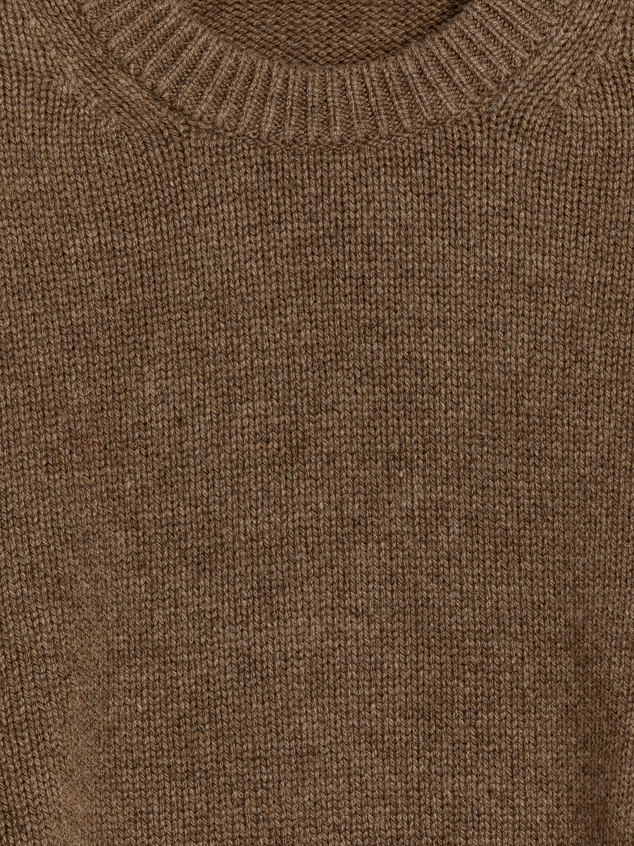 Heavy Knit Wool Blend Jumper-#4F453F-12685