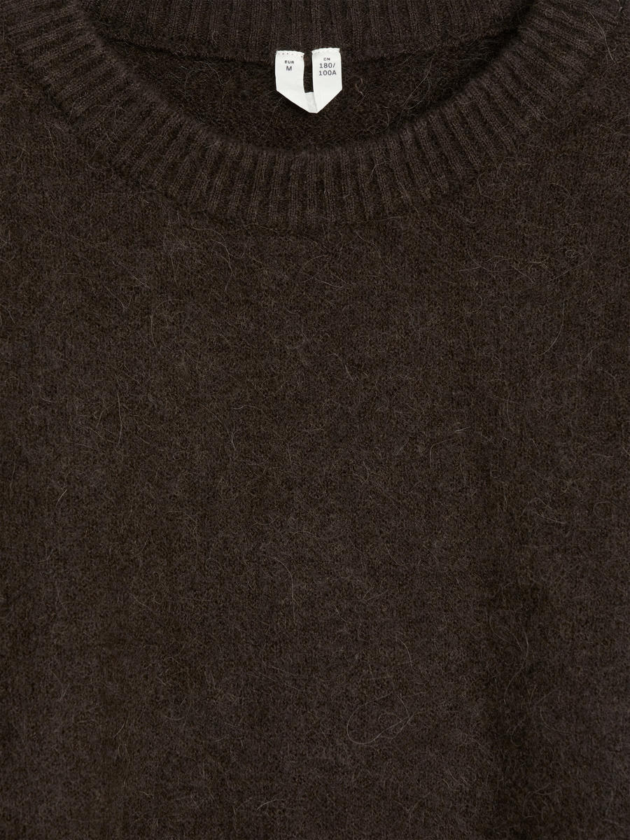 Alpaca-Merino Blend Jumper-#3F3838-12733