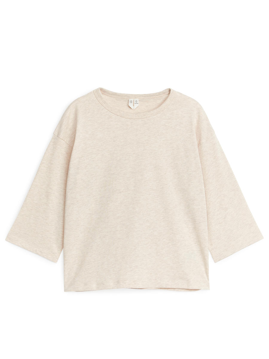 Oversized Long-Sleeved T-Shirt-#DCCAB7-7473