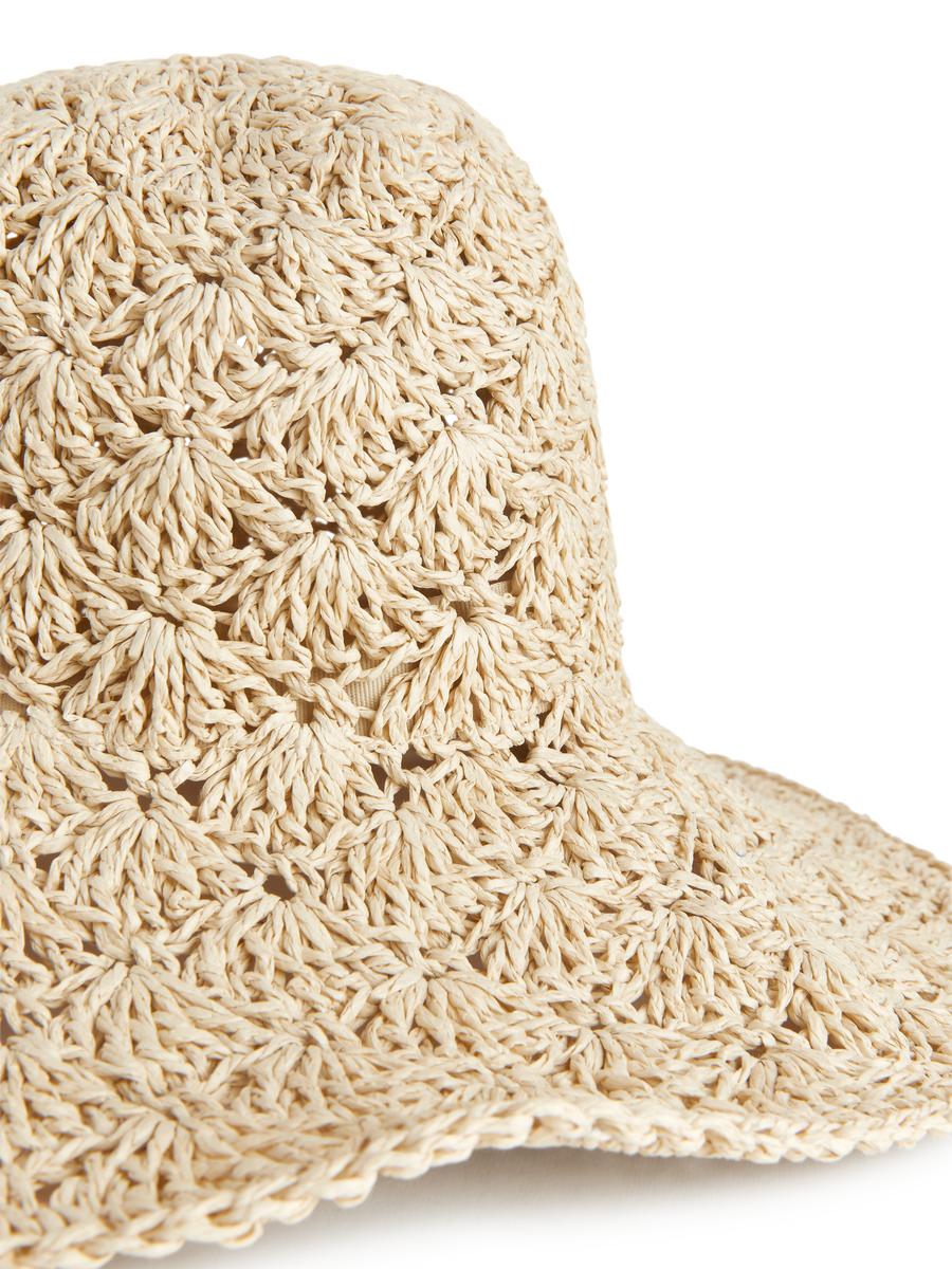 Crochet Straw Hat-#D0C2AA-2614