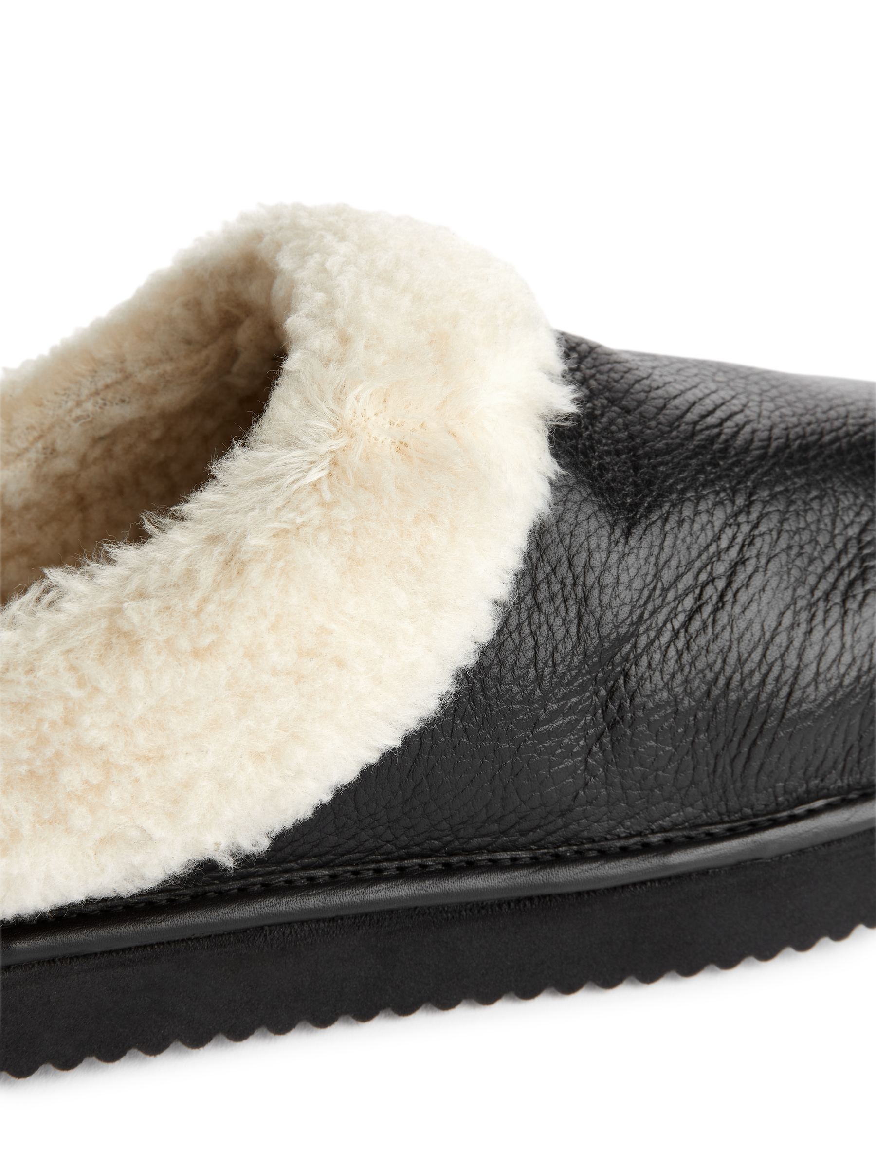Lederhausschuhe mit Teddy - Schwarz/Cremeweiß - Women - StillMedia/DescriptiveDetail - 1