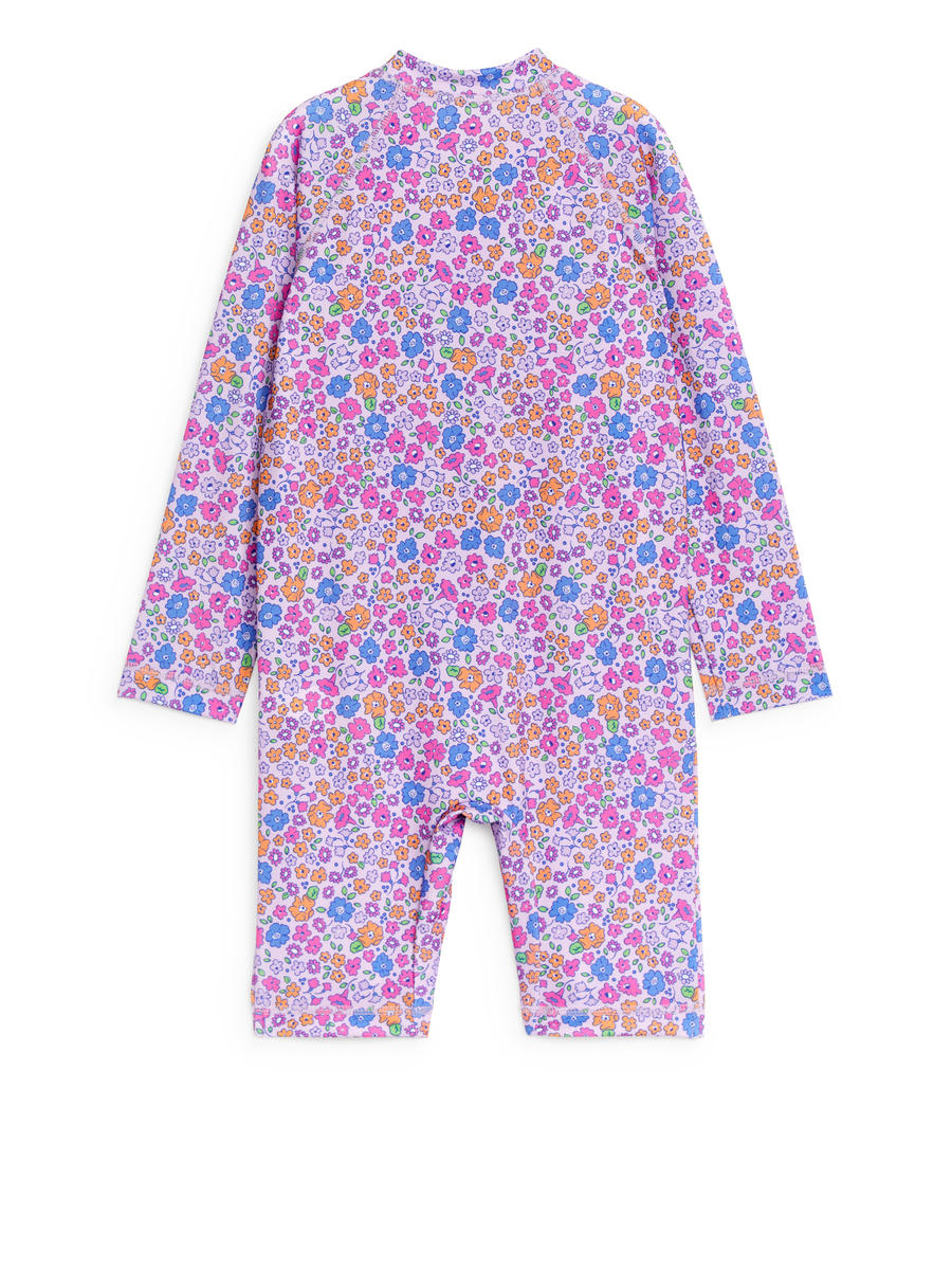 Combinaison de bain anti-UV - Mauve/Floral - Regular fit - Enfant - 1137553009