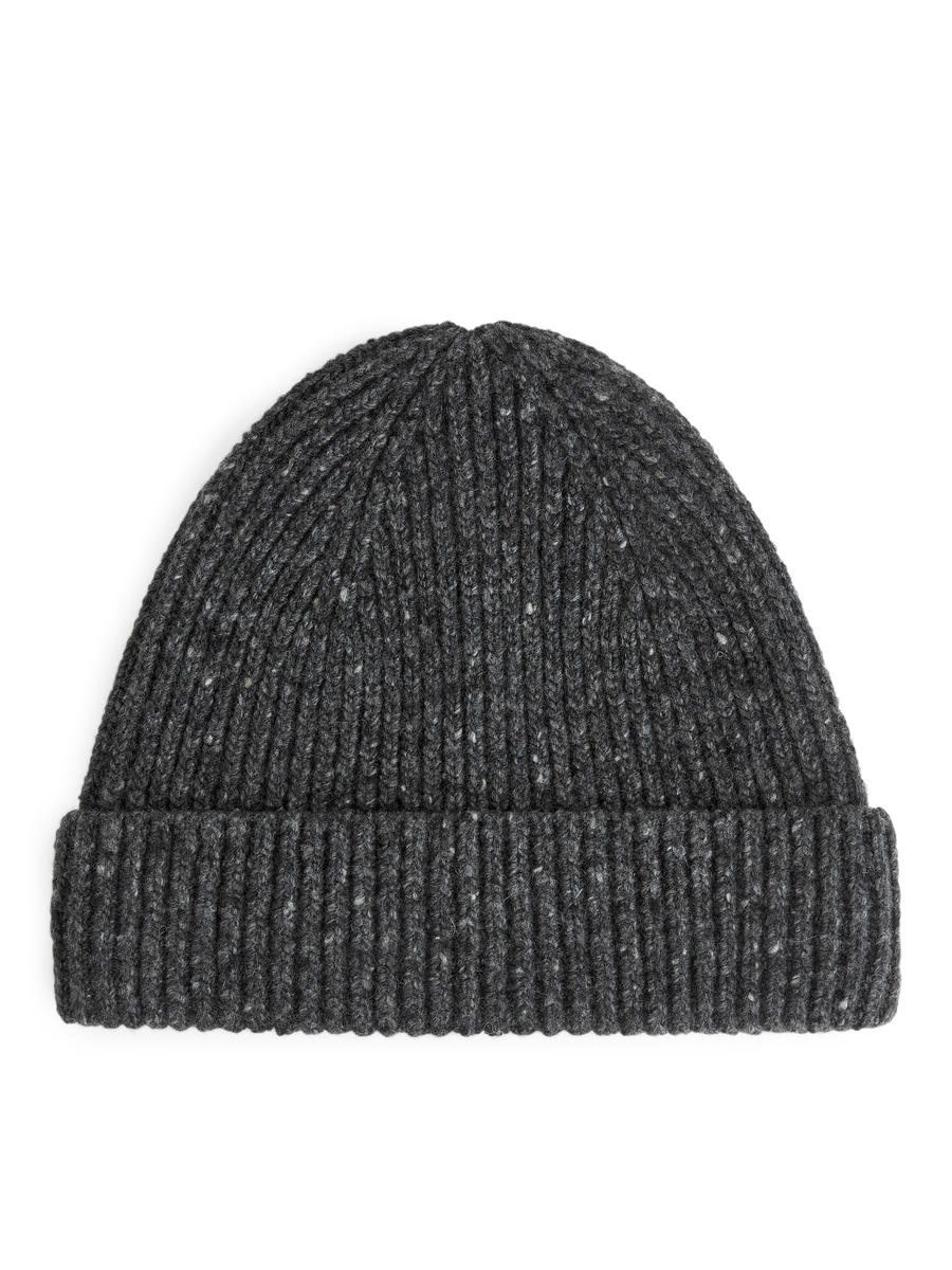 Rib-Knit Wool-Blend Beanie-#363638-254