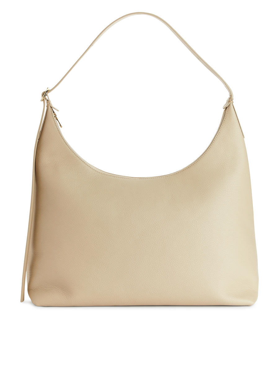 Leather Shoulder Bag - Beige - Women - 1222179001