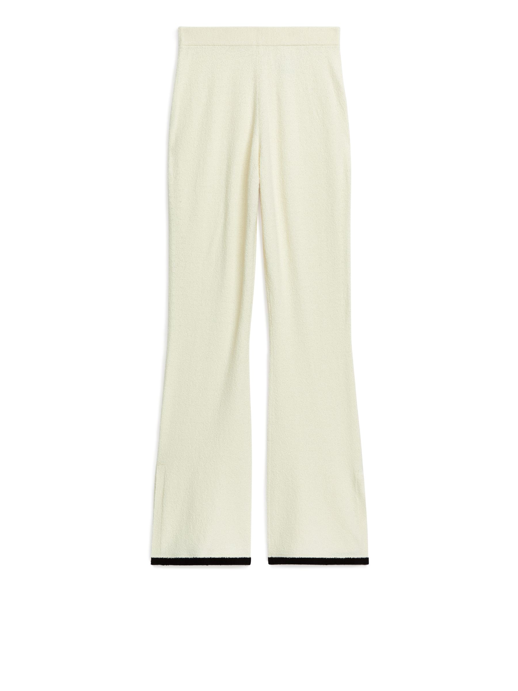 Flared Bouclé Trousers - Off-White/Black - Regular fit - Women - StillMedia/DescriptiveStillLife - 1