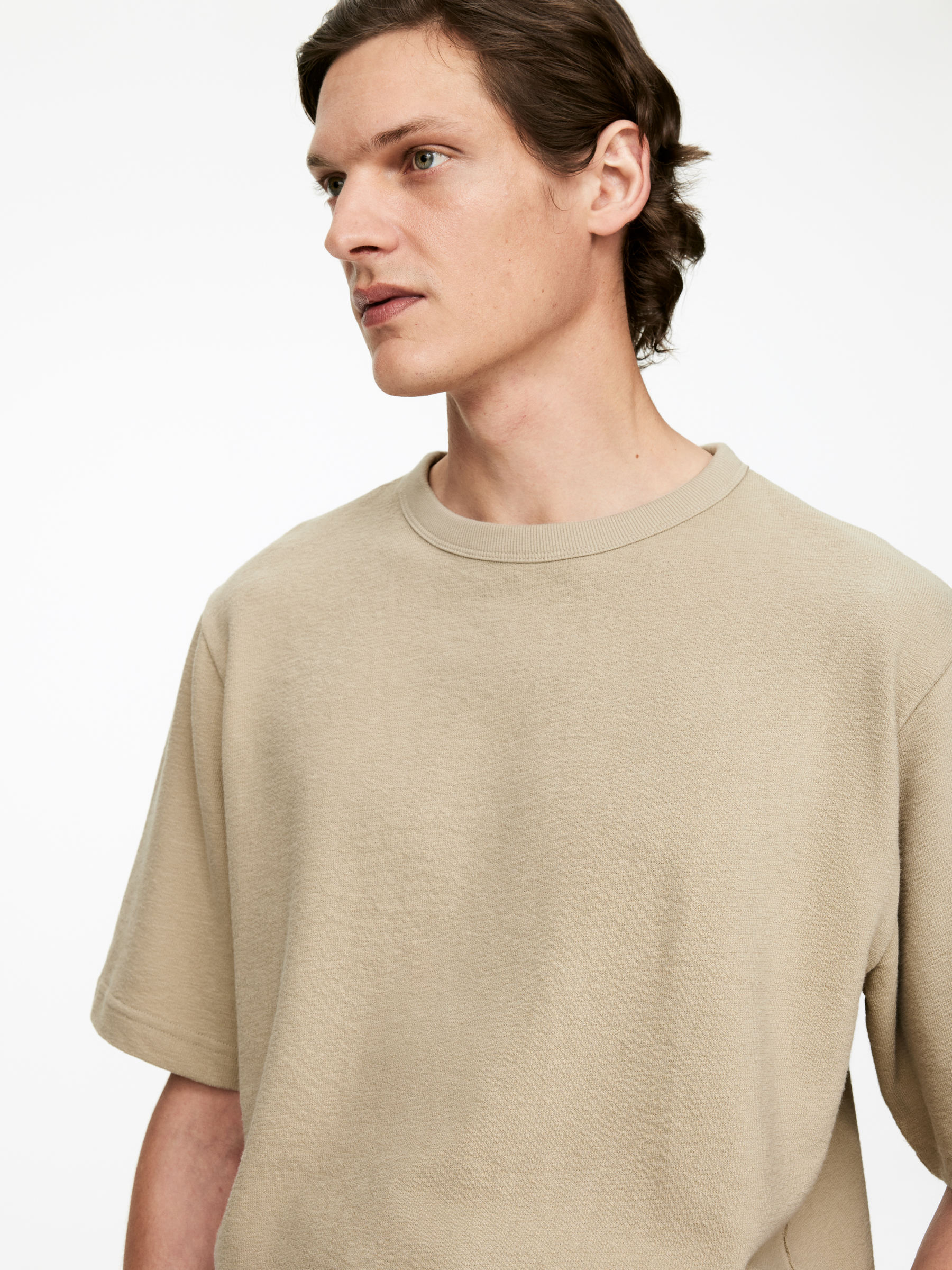 Relaxed Bouclé T-Shirt - Beige - Loose fit - Men - StillMedia/Lookbook - 3