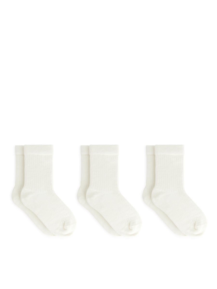 Rippstricksocken, 3 Paare - Cremeweiß - Regular Fit - Children - 0907033039