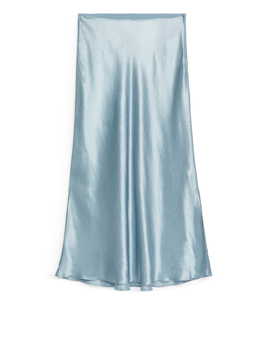 Bias-Cut Satin Skirt - Light Blue - Regular fit - Women - 1041750009