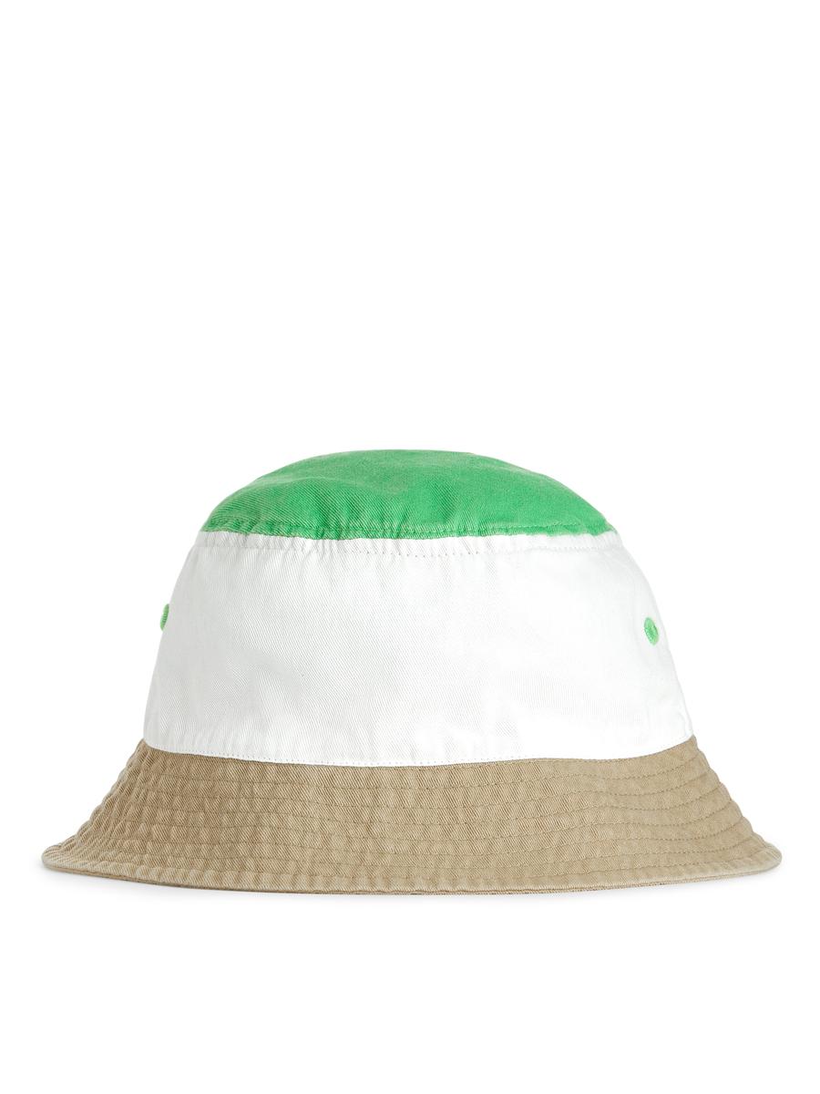 Colour-Blocked Bucket Hat - Green/White/Beige - Children - 1151545002