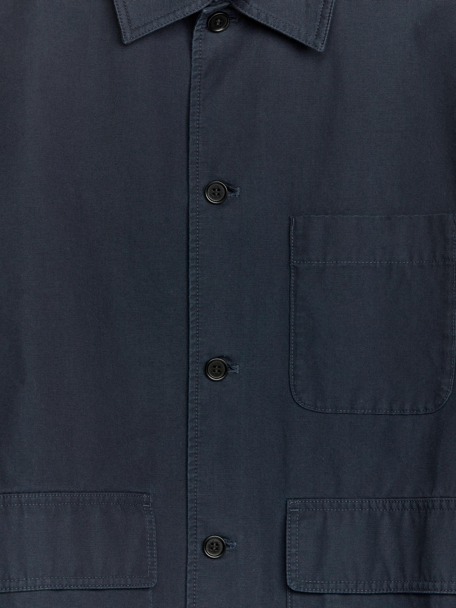 Cotton Shirt Jacket - Dark Blue - Regular fit - Men - 1213842002