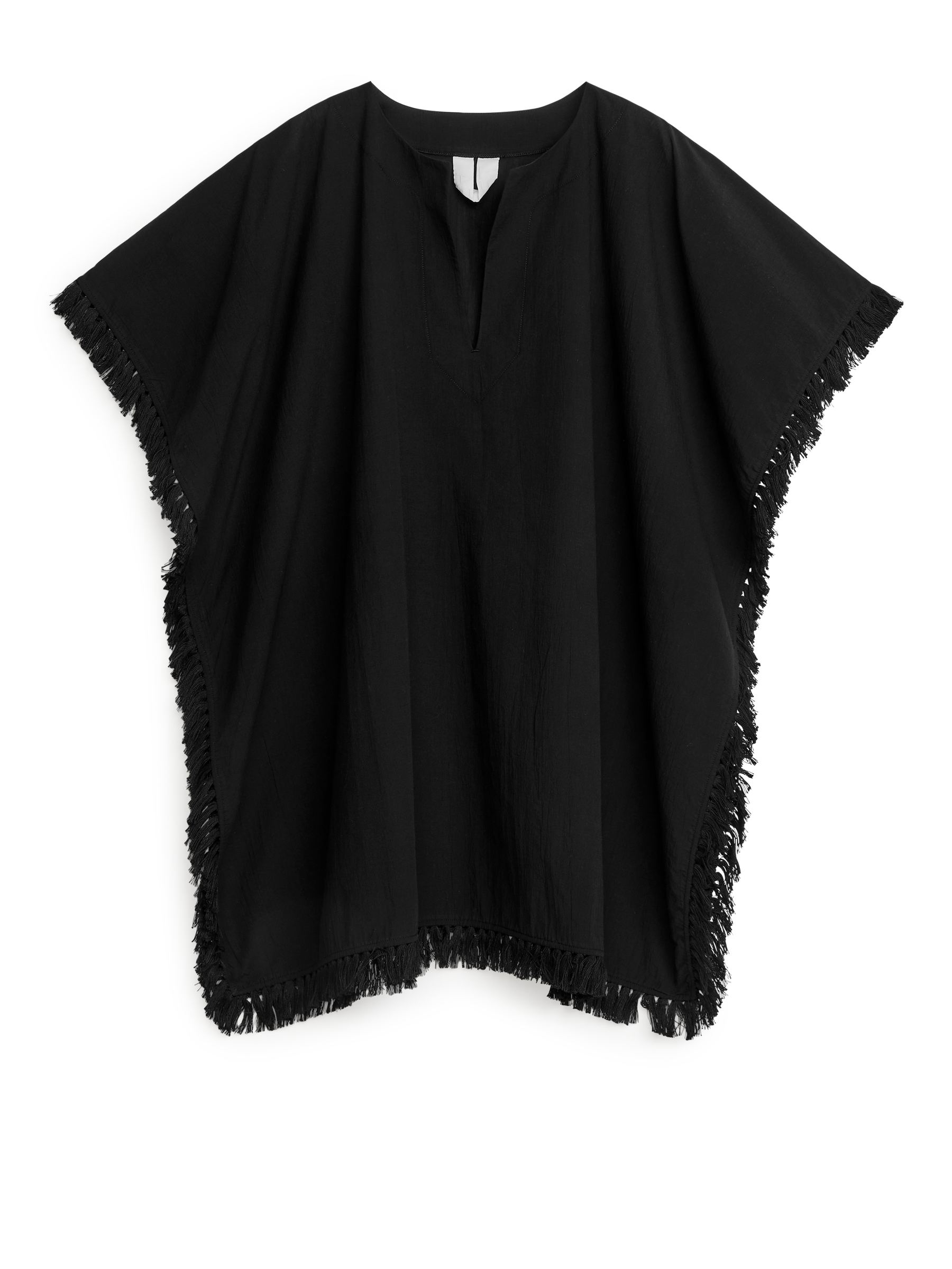 Poncho de playa con flecos - Negro - Corte holgado - Women - StillMedia/DescriptiveStillLife - 1