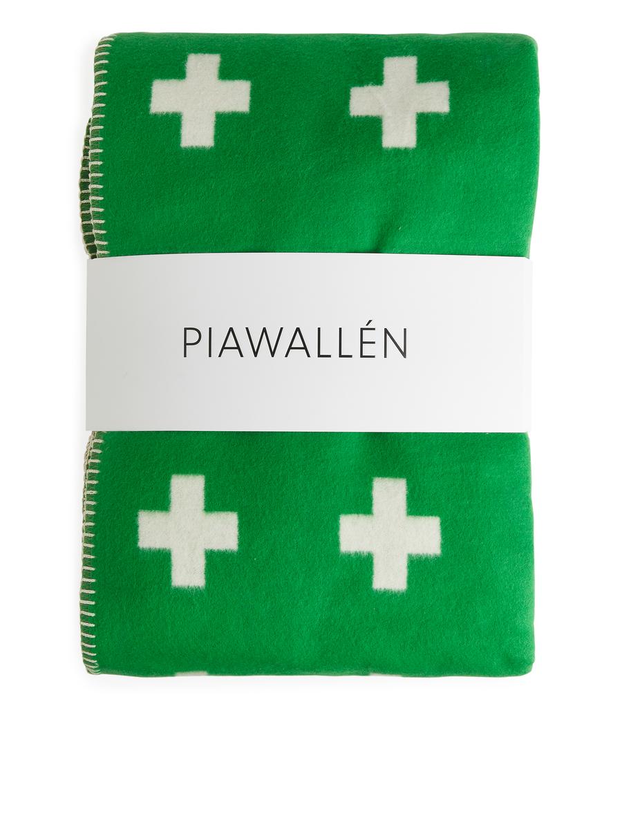 Pia Wallén Cross Blanket - Green/White - Homeware - 1038567003