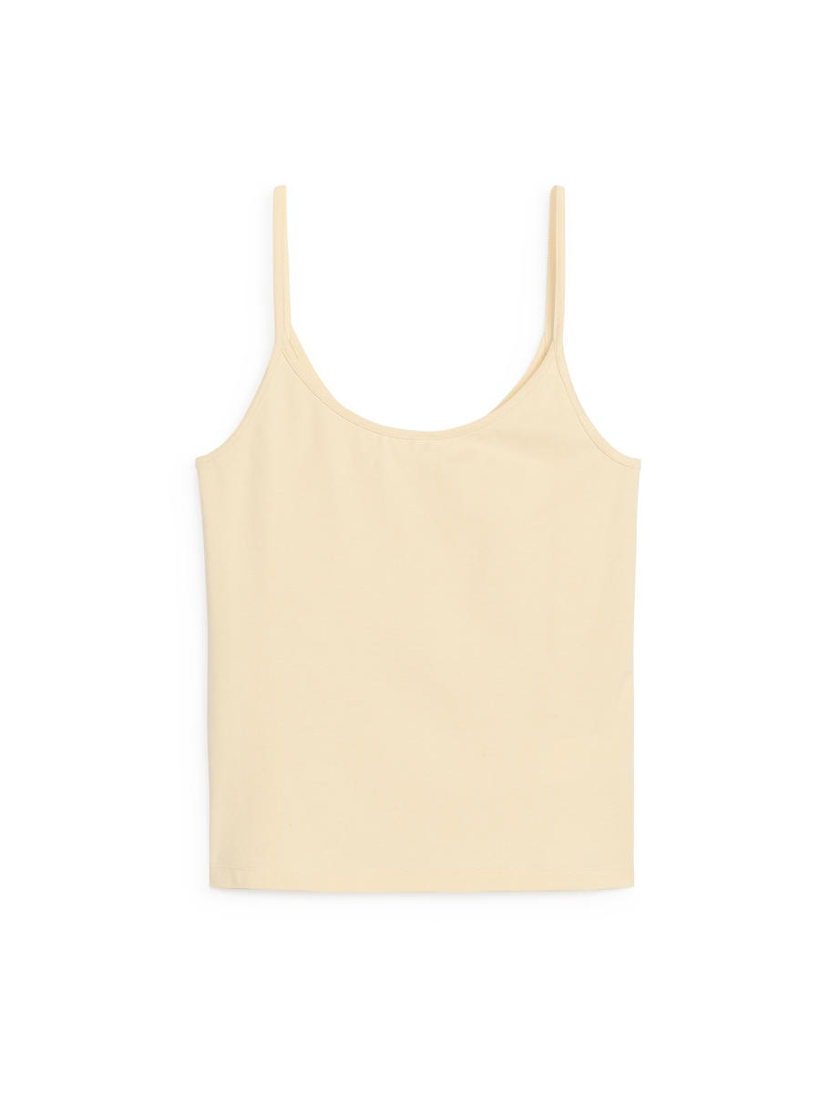 Spaghetti-Strap Top - Light Yellow - Slim fit - Women - 1238838002