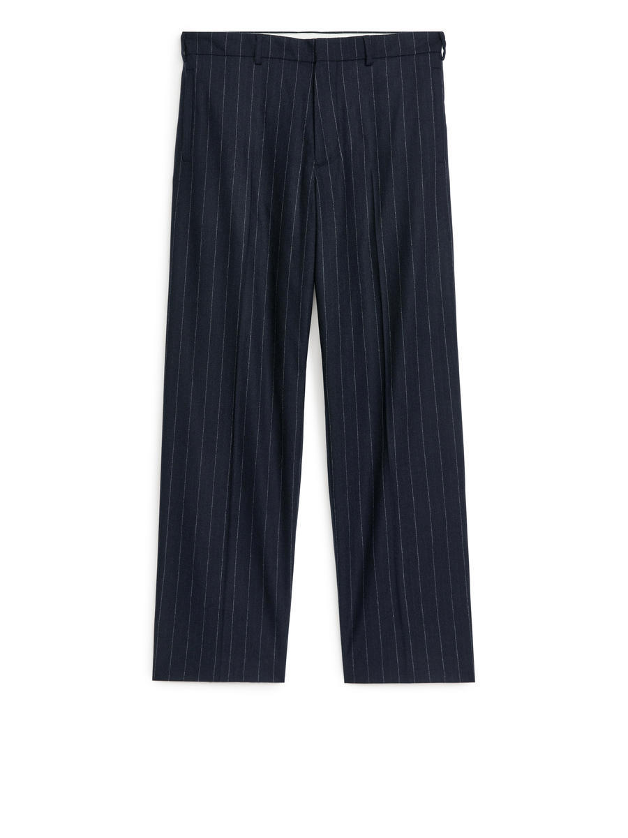 Wide Wool Blend Trousers-#282731-6980