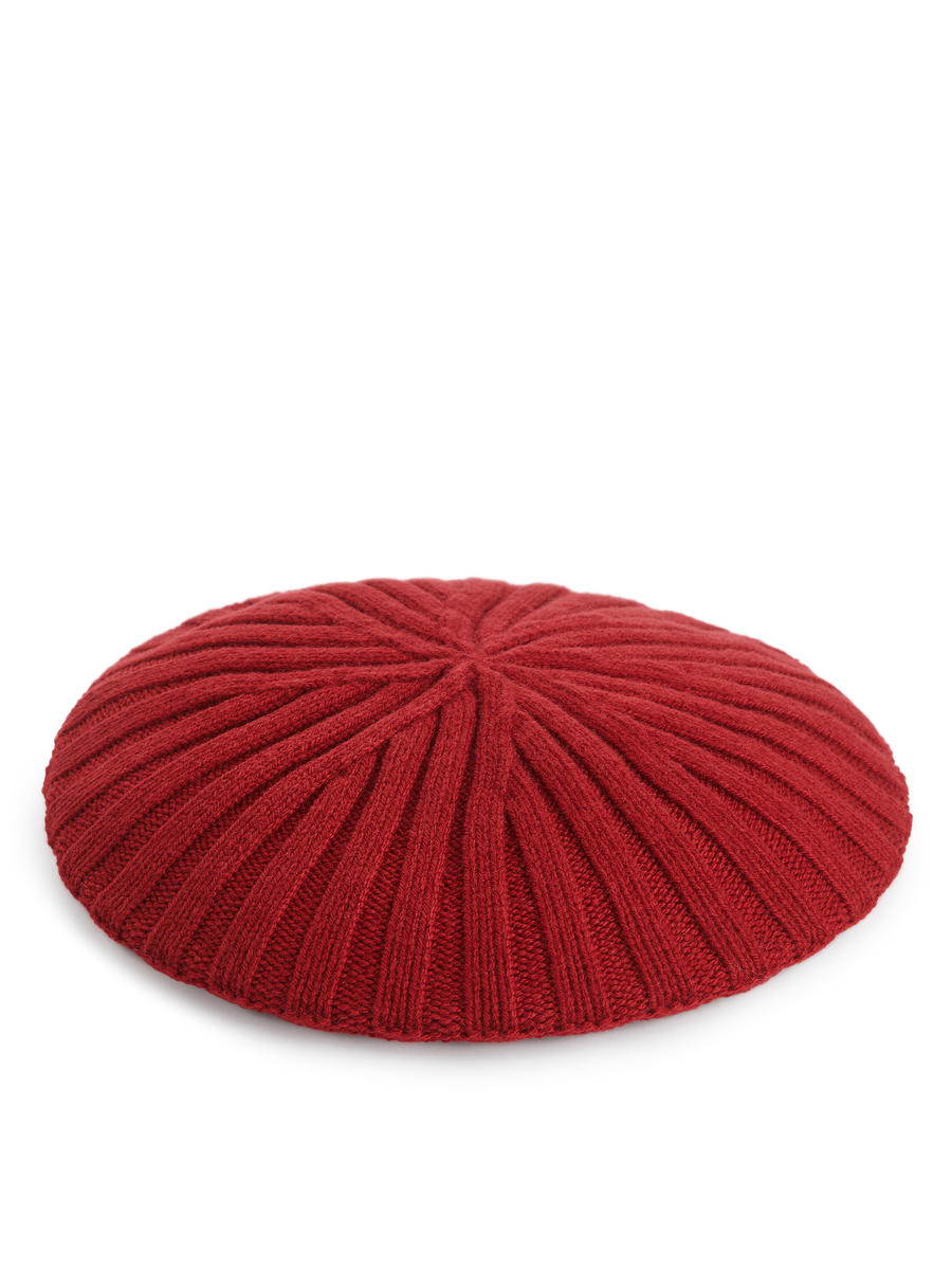 Rib-Knitted Wool Beret-#702B33-12324