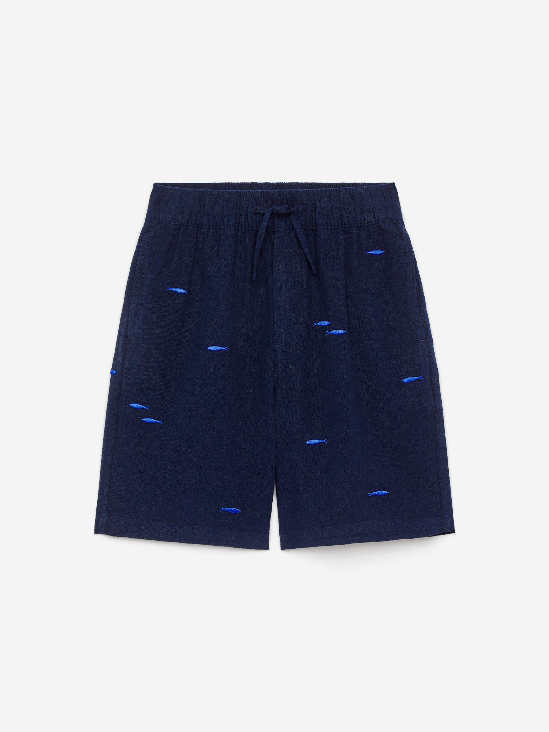 Embroidered Cotton Shorts-#21273C-15762