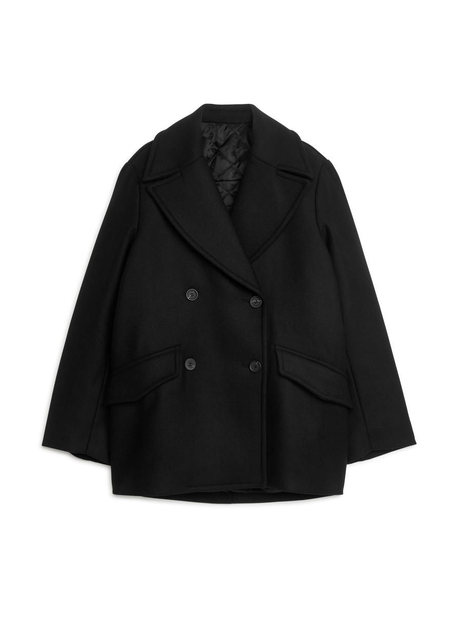 Wool Pea Coat-#272628-6417