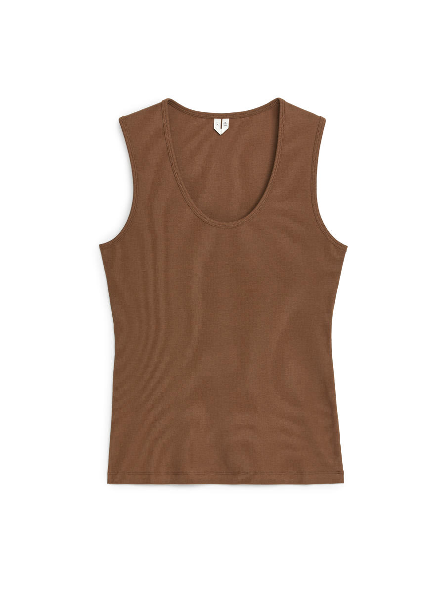 Rib Tank Top - Brown - Slim fit - Women - 1114016010