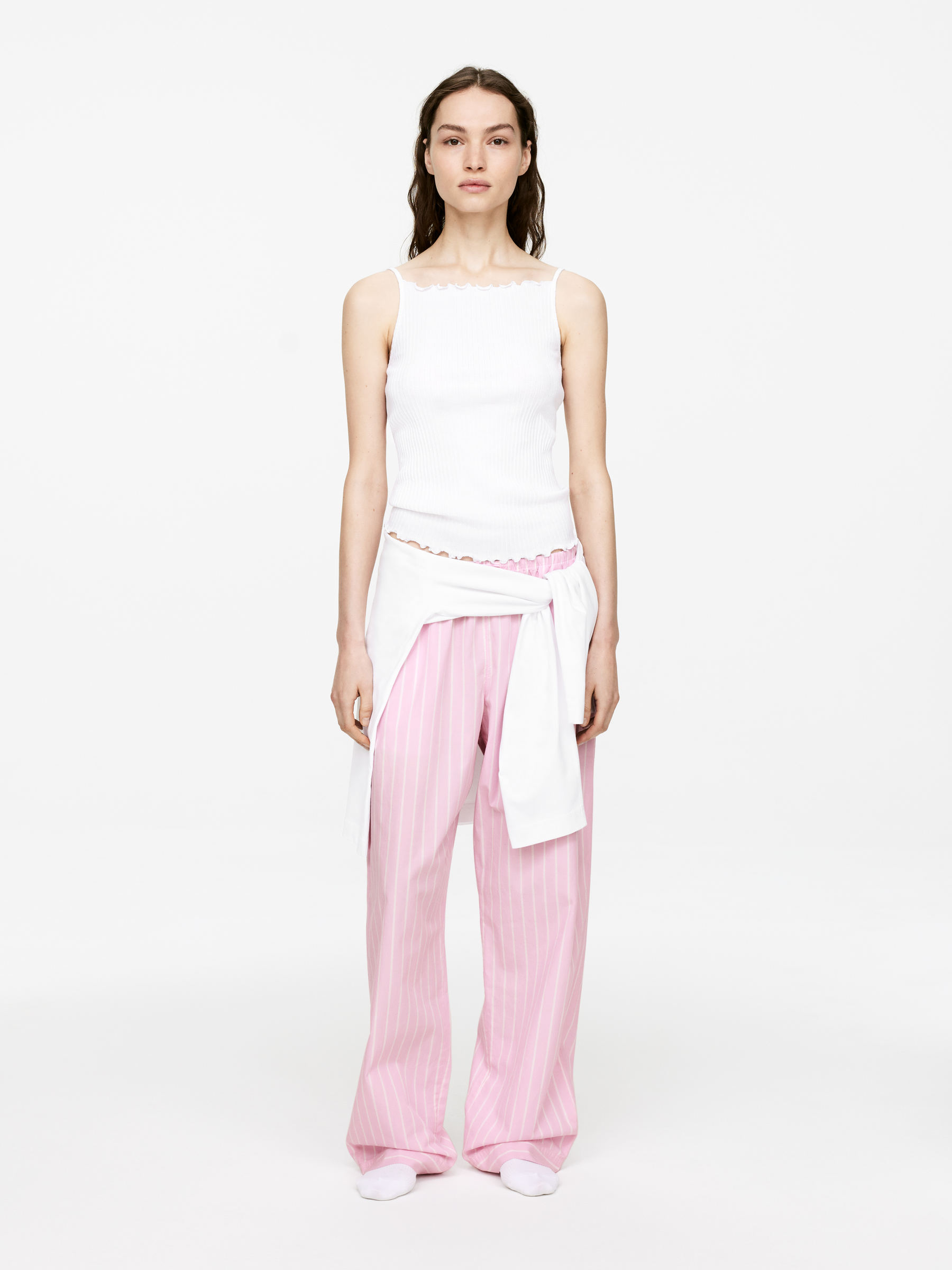 Pointelle Cotton Tank - White - Slim fit - Women - StillMedia/Lookbook - 3