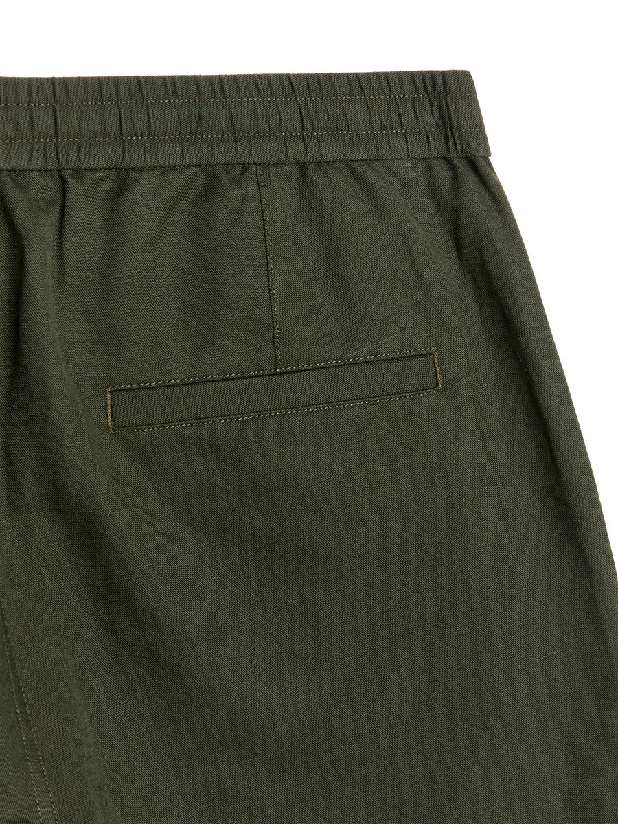 Leinenhose mit Schnürung - Dunkelgrün - Loose Fit - Men - 0987688008